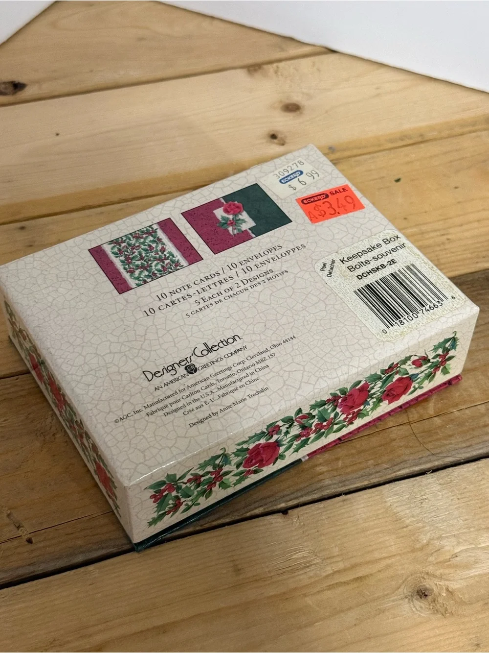 Vintage American Greetings Christmas Keepsake Box Stationery Set Holly Rose New